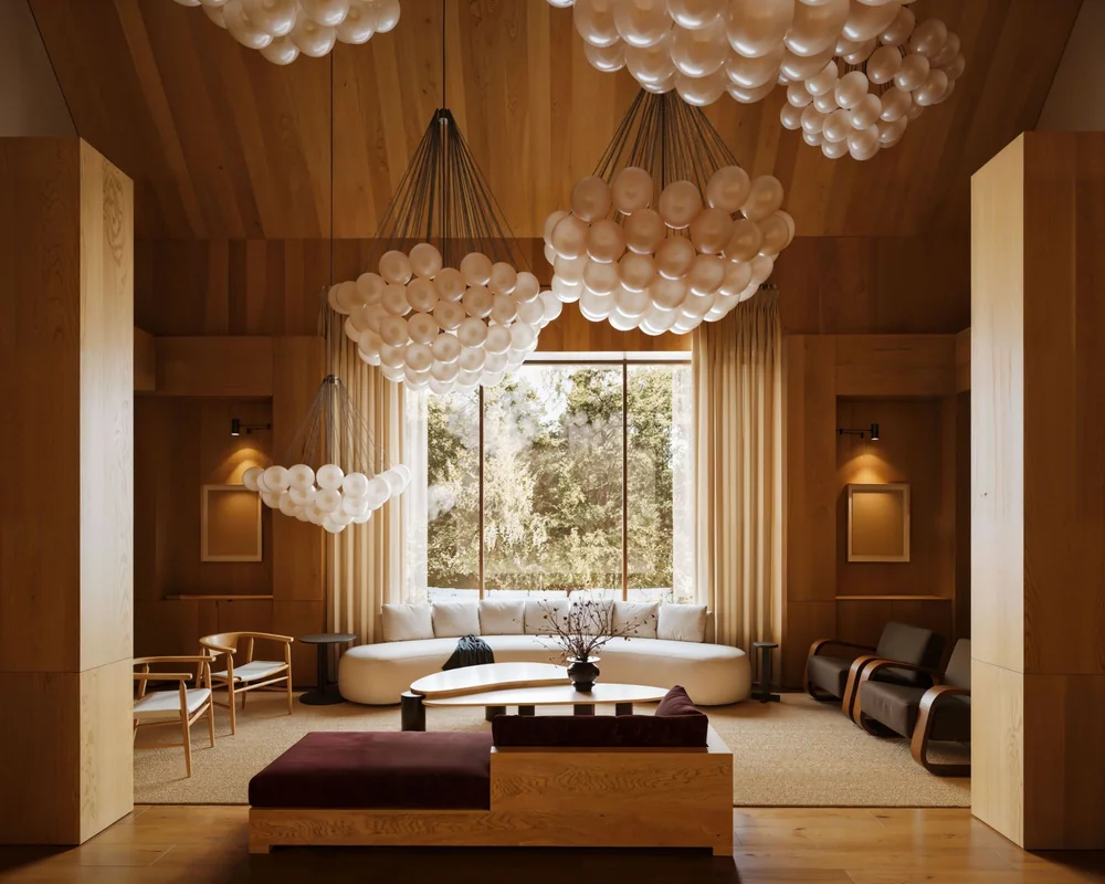 The timber living room render that went in.